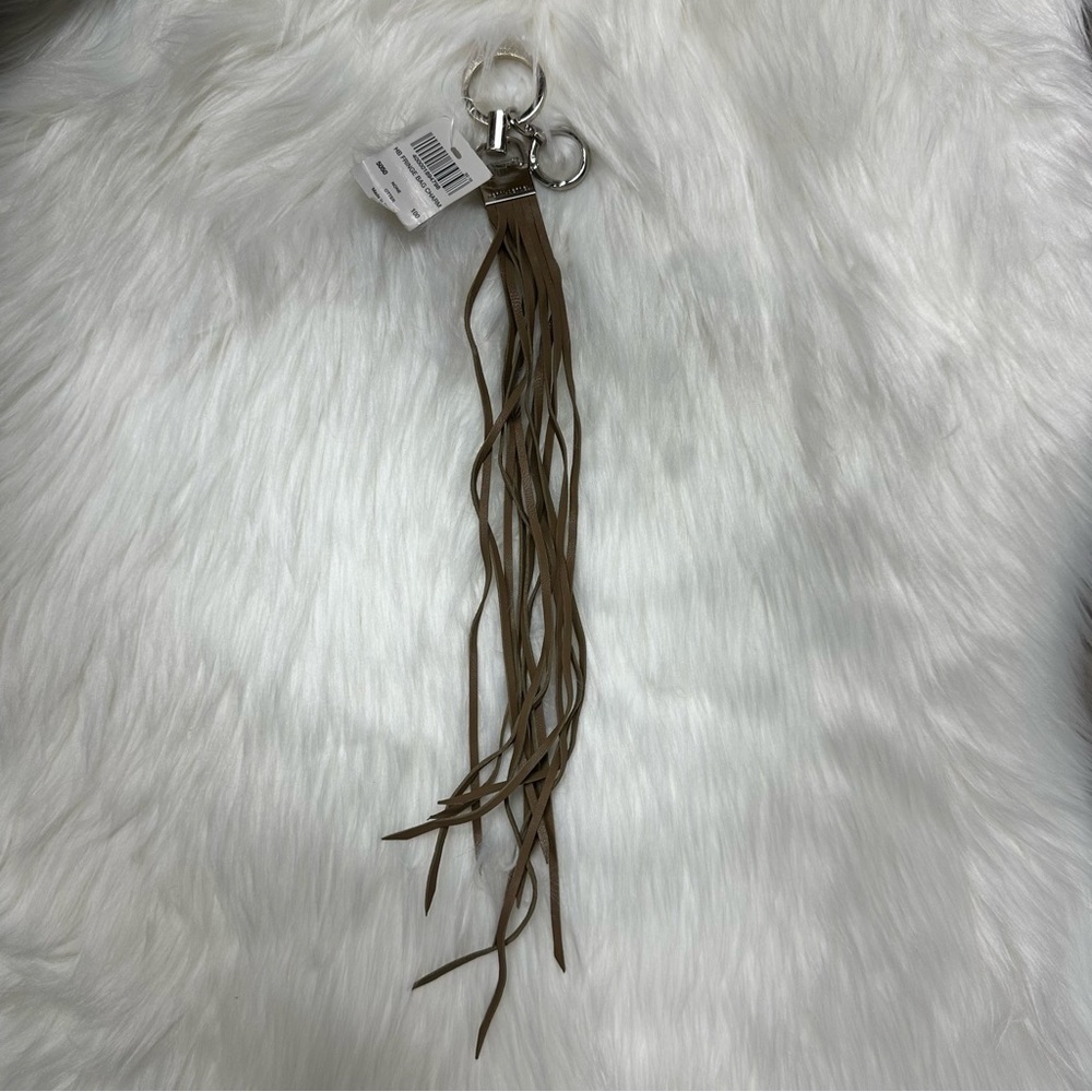 NWT Henri Bendel Tan Leather Fringe Bag Charm